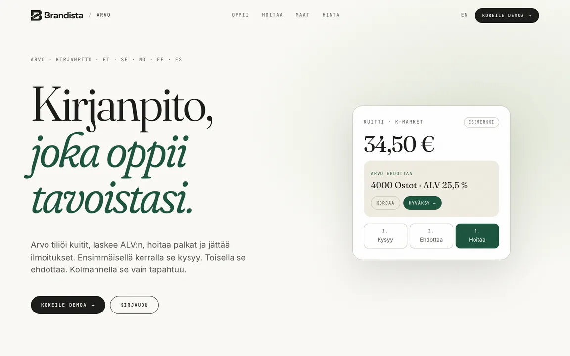 Kirjanpito · Arvo — Taloushallinnon automaatio